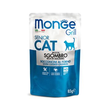 Monge Grill Chunkies in Jelly Rich in Mackerel Senior Cat Wet Food - 85 g