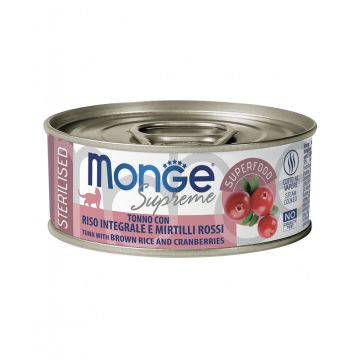 Monge Supreme Tuna with Brown Rice and Cranberries Canned Sterilized Cat Food - 80 g