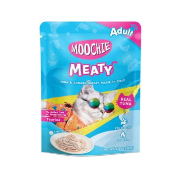 Moochie Meaty Tuna and Chicken Breast Recipe In Jelly Adult Cat Food Pouch - 70 g