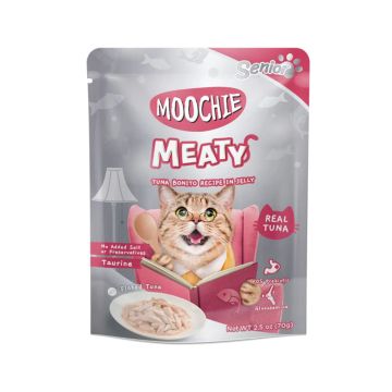 Moochie Meaty Tuna Bonito Recipe In Jelly Senior Cat Food Pouch - 70 g