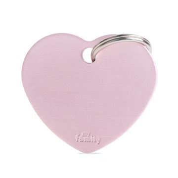 MyFamily Basic Collection Big Heart in Aluminum Pet ID Tag - Pink
