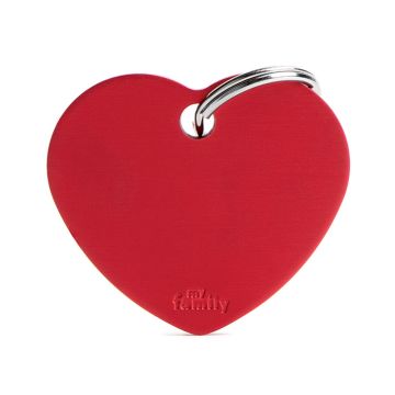 MyFamily Basic Collection Big Heart in Aluminum Pet ID Tag - Red