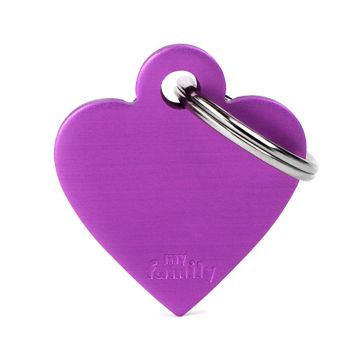 My Family Basic Collection Heart in Aluminum Pet ID Tag - Small