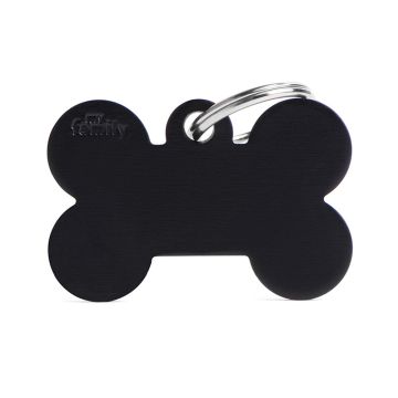 MyFamily Basic Collection in Aluminum Pet ID Tag - Black - Large
