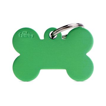MyFamily Basic Collection in Aluminum Pet ID Tag - Large - Green