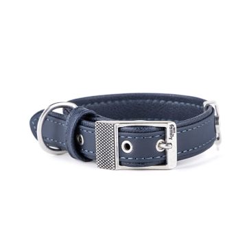 MyFamily Bilbao Dog Collar in Fine Crafted Leatherette - Blue