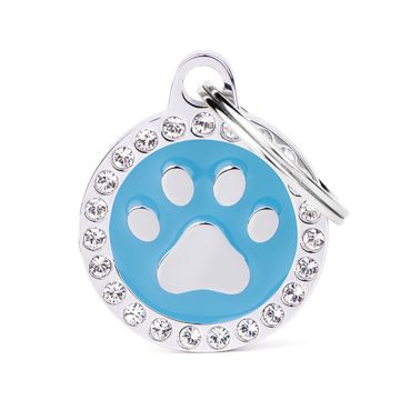 MyFamily Circle Paw Glam Pet ID Tag - Light Blue - Small