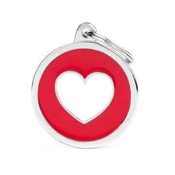 MyFamily Classic Big Red Circle with White Heart Pet ID Tag