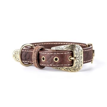 MyFamily El Paso Dog Collar in Genuine Italian Leather - Brown