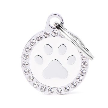 MyFamily Glam "Paw Circle White Strass" Pet ID Tag