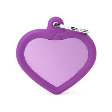 MyFamily Hushtag Purple Aluminum Heart with Rubber Pet ID Tag 