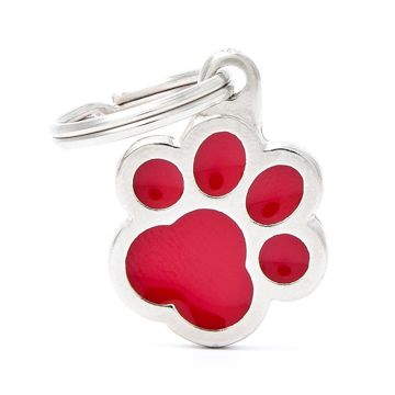 MyFamily Red Paw Pet ID Tag - Red