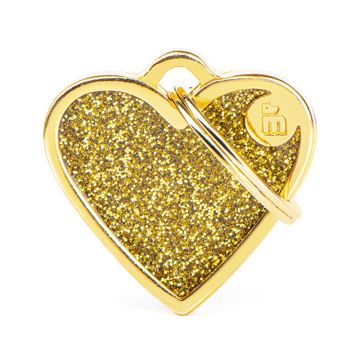 MyFamily Small Heart Gold Glitter Pet ID Tag