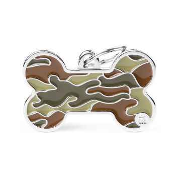 MyFamily Style Camouflage Green Bone Pet ID Tag