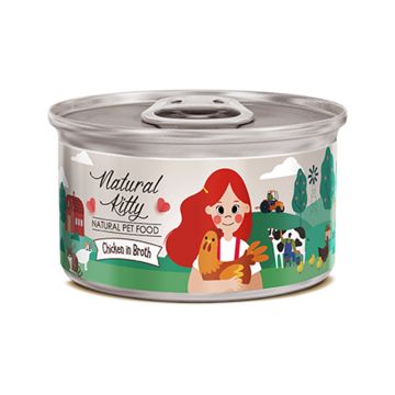 Natural Kitty Chicken in Broth Canned Cat Food - 80 g