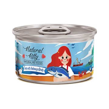 Natural Kitty Tuna with Anchovy in Broth Canned Cat Food - 80 g