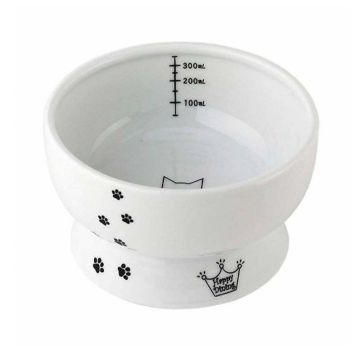 Necoichi Raised Cat Water Bowl - Regular - White