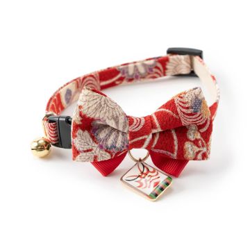 Necoichi Kabuki Charm Bow Tie Cat Collar, Red