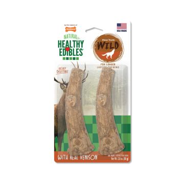 Nylabone Natural Healthy Edibles Antlers With Real Venison Dog Chew Treats