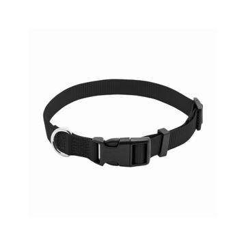 Pet Expert Adjustable Nylon with Quadlock Buckle Dog Collar - Black - 3/8 x 12 inch