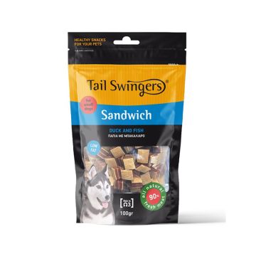 Pet Interest Tail Swingers Sandwich Duck And Fish Small Dog Treats - 100 g