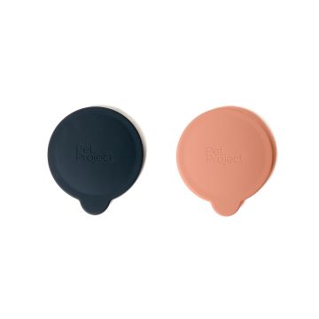 Pet Project Cover for Food Can - Solid Black-Nude Peach - Pack of 2