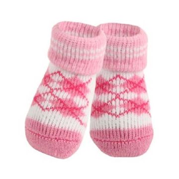 Puppia Argyle Pink Dog Socks, Medium
