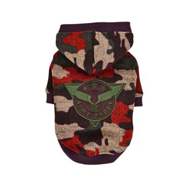 Puppia Colonel Dog Hooded T-shirts - Wine Camo