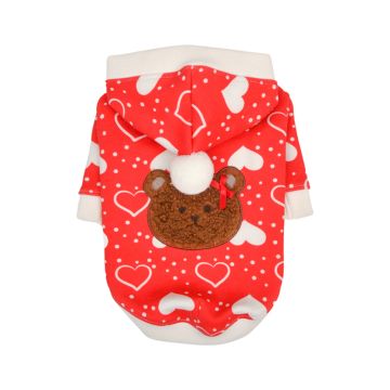 Puppia Dumble Bear Dog Hood T-Shirt - Red