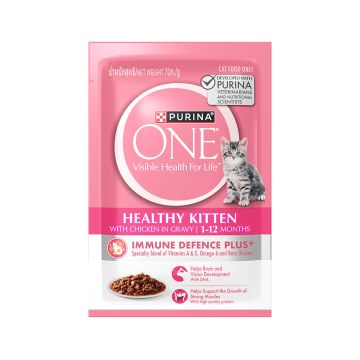 Purina One Healthy Chicken in Gravy Kitten Food Pouch - 70 g - Pack of 12