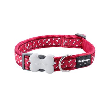 RedDingo Flying Bones Dog Collar - Red - Small - 15 mm