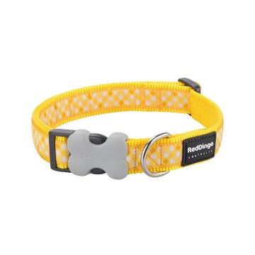 RedDingo Gingham Yellow Dog Collar - Medium - 20mm