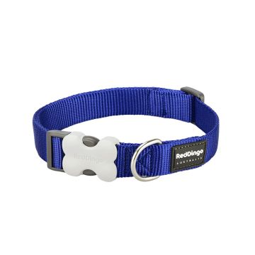 RedDingo Plain Classic Dog Collar - Dark Blue - Small - 15 mm