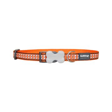 RedDingo Reflective Bones Dog Collar - 20mm - Orange
