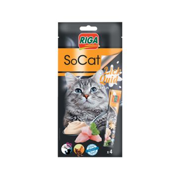 Riga SoCat Lick Quid Snack Chicken Lickable Cat Treats - 56 g - 4 Pcs