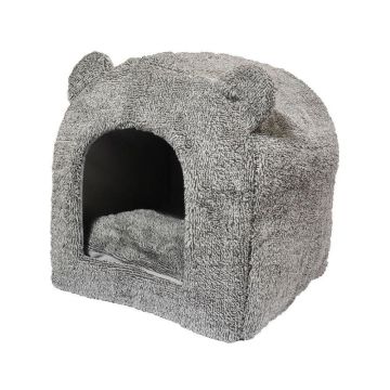 Rosewood Teddy Bear Cat Bed - Grey - 38 cm