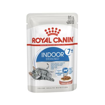 Royal Canin Feline Health Nutrition Indoor 7+ Gravy Cat Food Pouch - Pack of 12