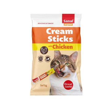 Sanal Cream Sticks with Chicken Lickable Cat Treats - 75g