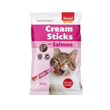 Sanal Cream Sticks with Salmon Lickable Cat Treats - 75g