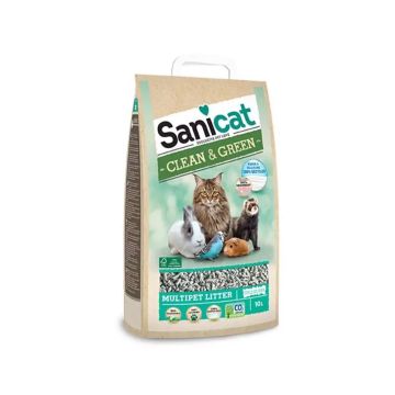 Sanicat Clean and Green Celullose Multipet Litter - 10 L