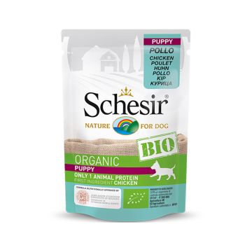 Schesir Bio Chicken Wet Puppy Food Pouch - 85g - Pack of 12