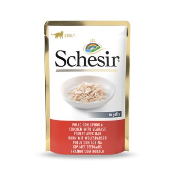 Schesir Chicken with Seabass Wet Adult Cat Food Pouch - 85 g