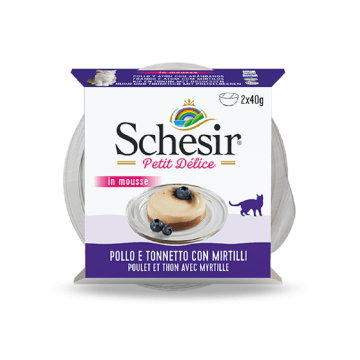 Schesir Petit Delice Chicken and Tuna with Blueberries Canned Cat Food - 2 x 40 g