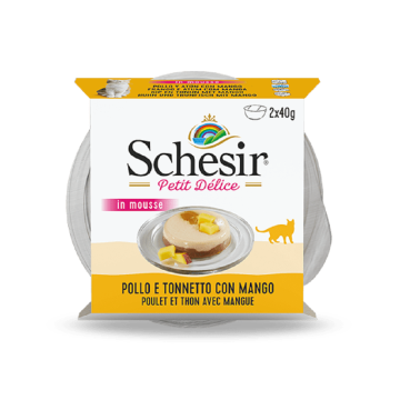 Schesir Petit Delice Chicken and Tuna with Mango Canned Cat Food - 2 x 40 g