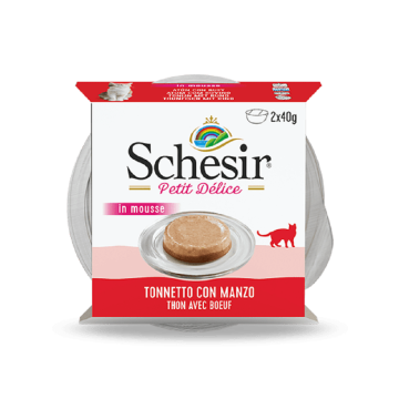 Schesir Petit Delice Tuna with Beef Canned Cat Food - 2 x 40 g