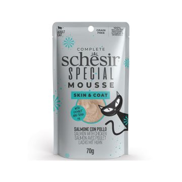 Schesir Special Skin and Coat Salmon With Chicken In Mousse Cat Food Pouch - 70 g