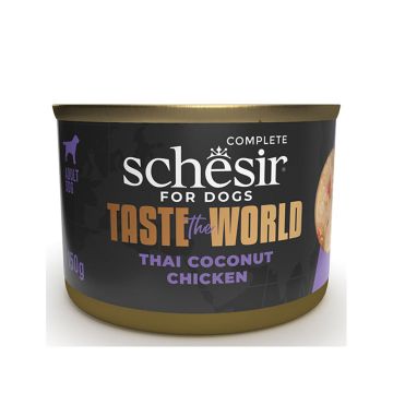 Schesir Taste The World Chicken Thai Coconut in Broth Canned Dog Food - 150 g
