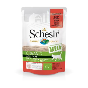 Schesir Bio Beef Cat Food Pouch - 85g - Pack of 12