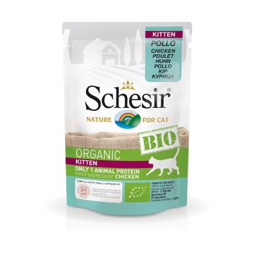 Schesir Bio Chicken Kitten Food Pouch - 85g - Pack of 12