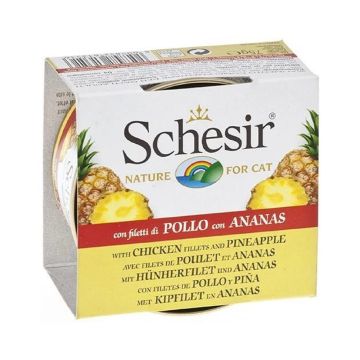 Schesir Cat Chicken with Pineapple Fruit Can, 75g